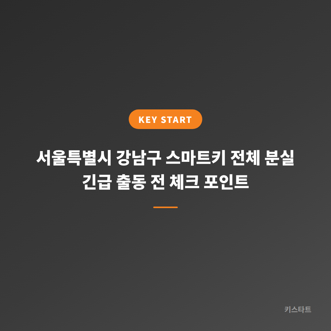 서울특별시 강남구 스마트키 전체 분실 긴급 출동 전 체크 포인트