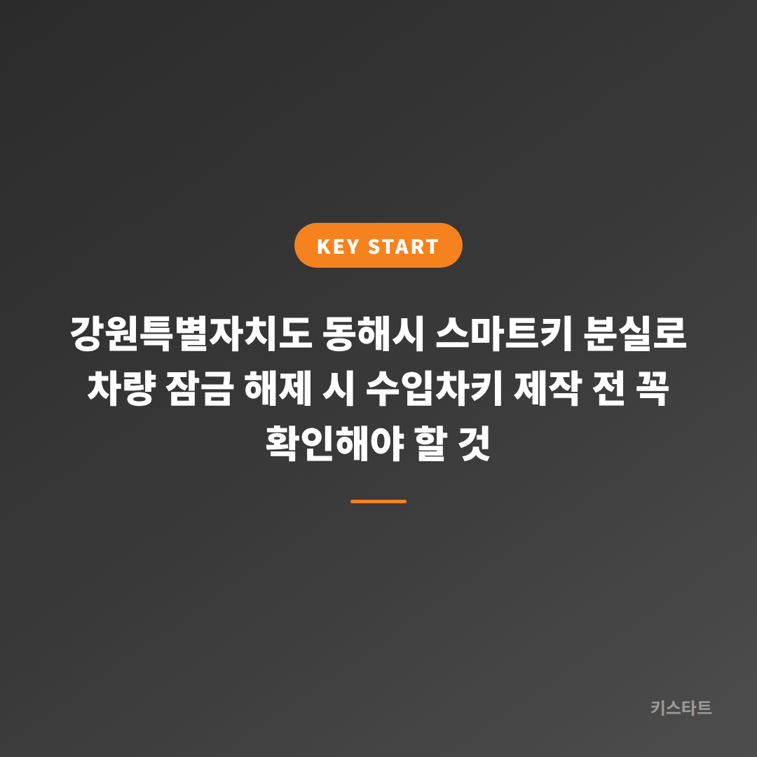 강원특별자치도 동해시 스마트키 분실로 차량 잠금 해제 시 수입차키 제작 전 꼭 확인해야 할 것