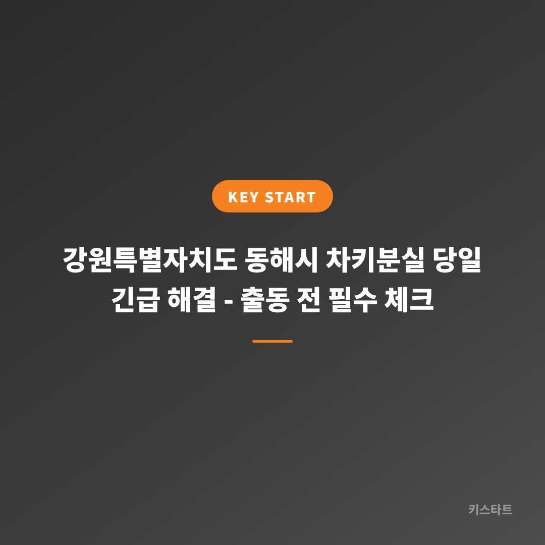 강원특별자치도 동해시 차키분실 당일 긴급 해결 - 출동 전 필수 체크