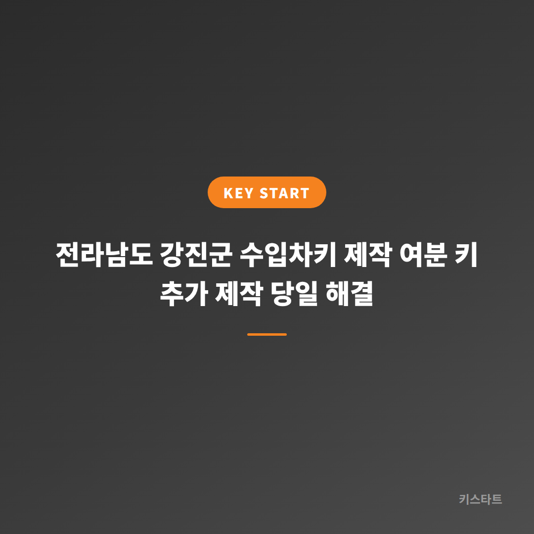 전라남도 강진군 수입차키 제작 여분 키 추가 제작 당일 해결