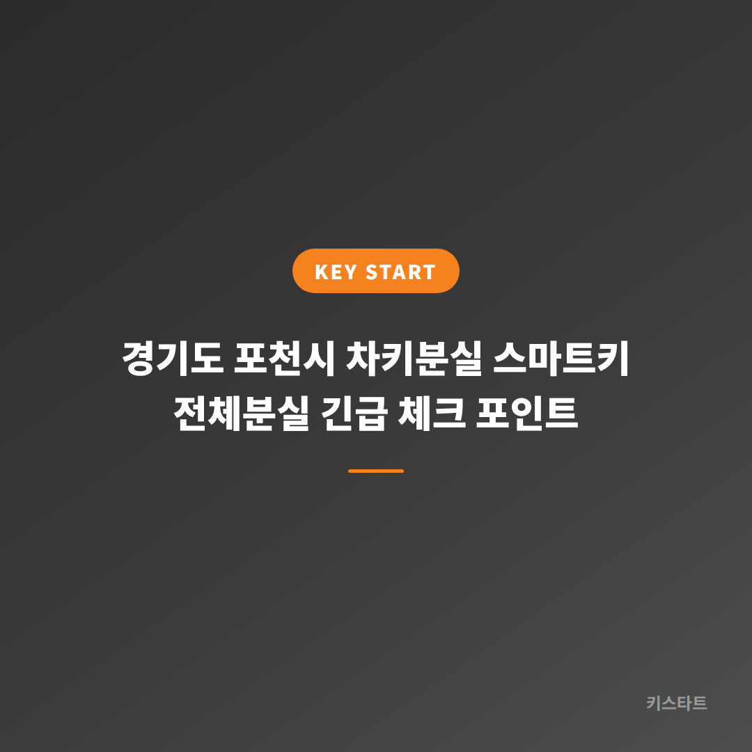 경기도 포천시 차키분실 스마트키 전체분실 긴급 체크 포인트