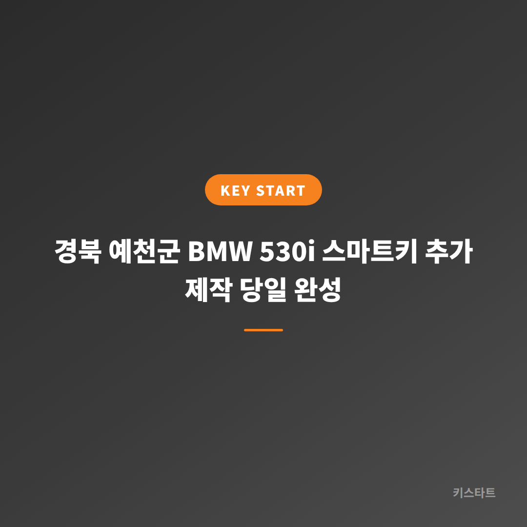 경북 예천군 BMW 530i 스마트키 추가 제작 당일 완성 대표 이미지
