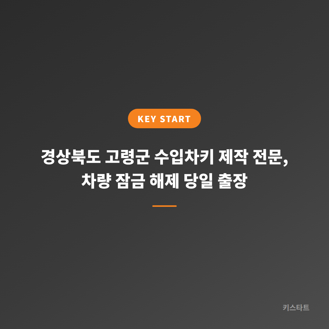 경상북도 고령군 수입차키 제작 전문, 차량 잠금 해제 당일 출장