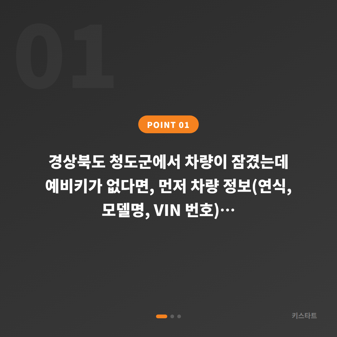 경상북도 청도군 차키제작 차량 잠금 해제 예비키 없을 때 확인 - 상황 요약