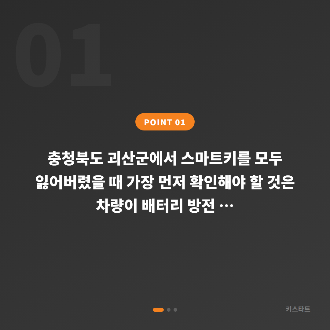 충청북도 괴산군 스마트키 전체 분실 시 배터리 방전 신호와 차키제작 - 상황 요약