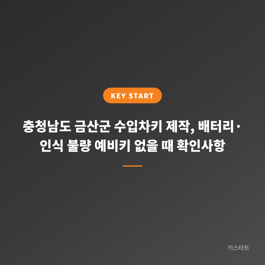 충청남도 금산군 수입차키 제작, 배터리·인식 불량 예비키 없을 때 확인사항