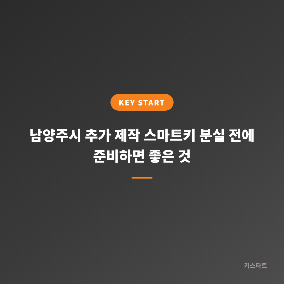 남양주시 추가 제작 스마트키 분실 전에 준비하면 좋은 것