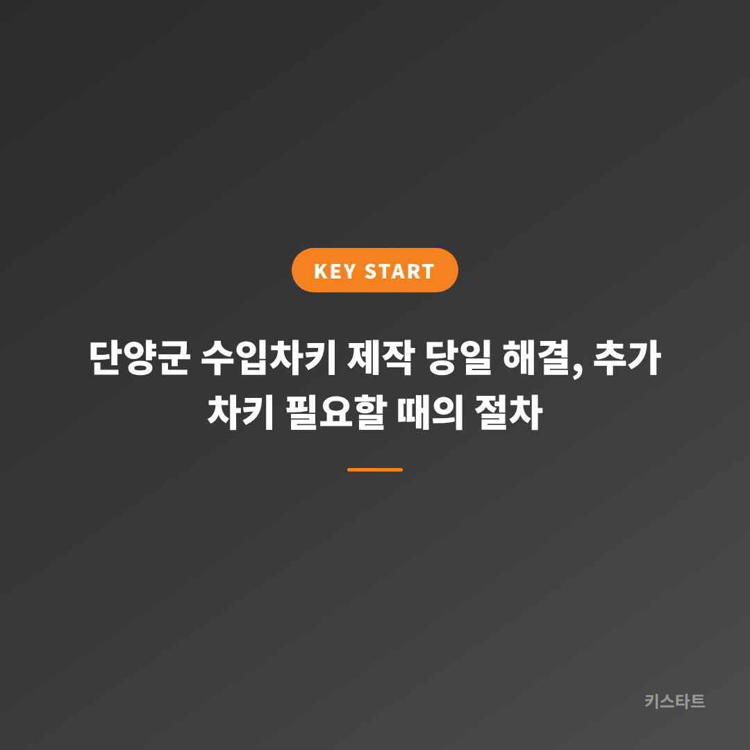 단양군 수입차키 제작 당일 해결, 추가 차키 필요할 때의 절차