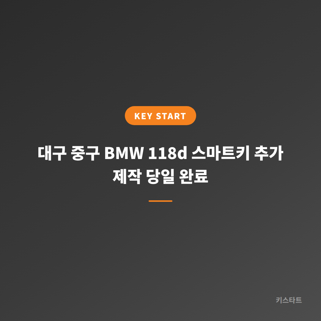 대구 중구 BMW 118d 스마트키 추가 제작 당일 완료 대표 이미지