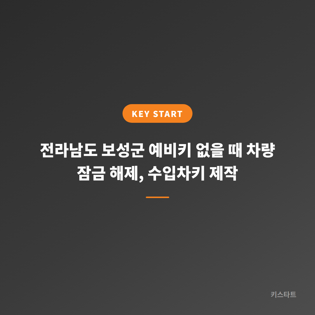 전라남도 보성군 예비키 없을 때 차량 잠금 해제, 수입차키 제작