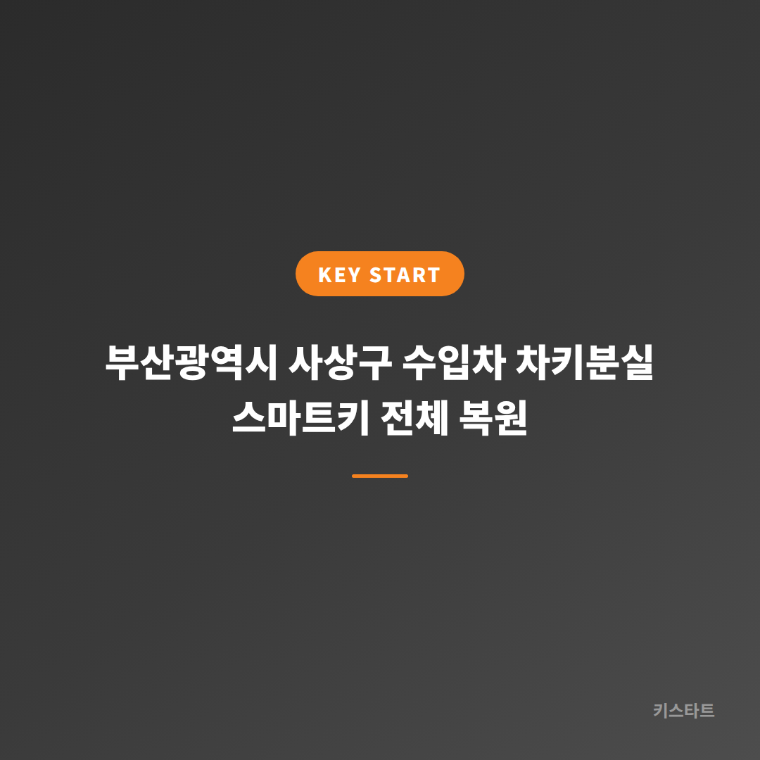 부산광역시 사상구 수입차 차키분실 스마트키 전체 복원