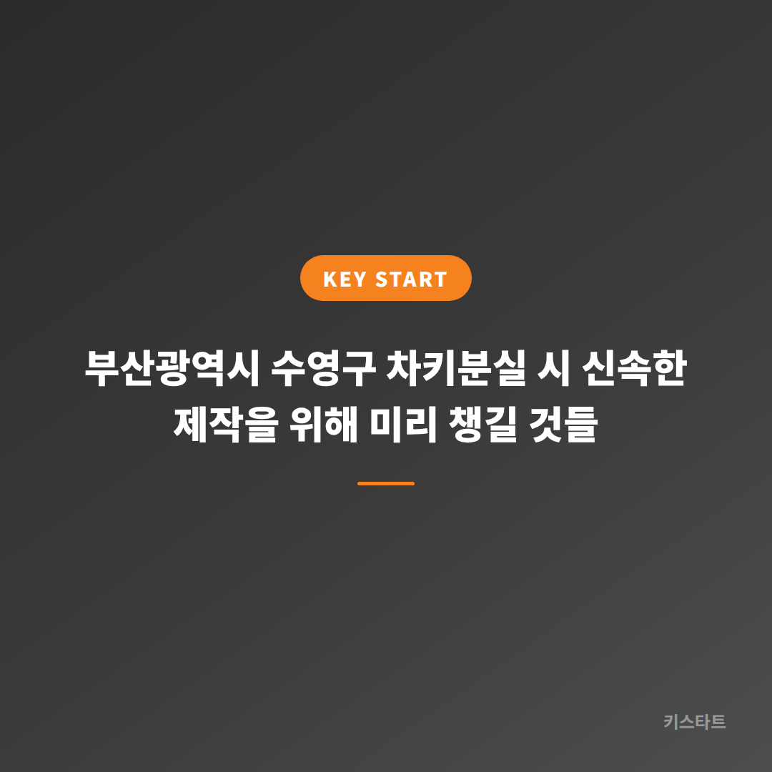 부산광역시 수영구 차키분실 시 신속한 제작을 위해 미리 챙길 것들