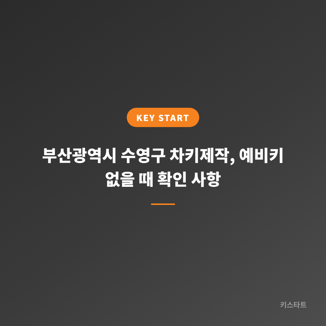 부산광역시 수영구 차키제작, 예비키 없을 때 확인 사항