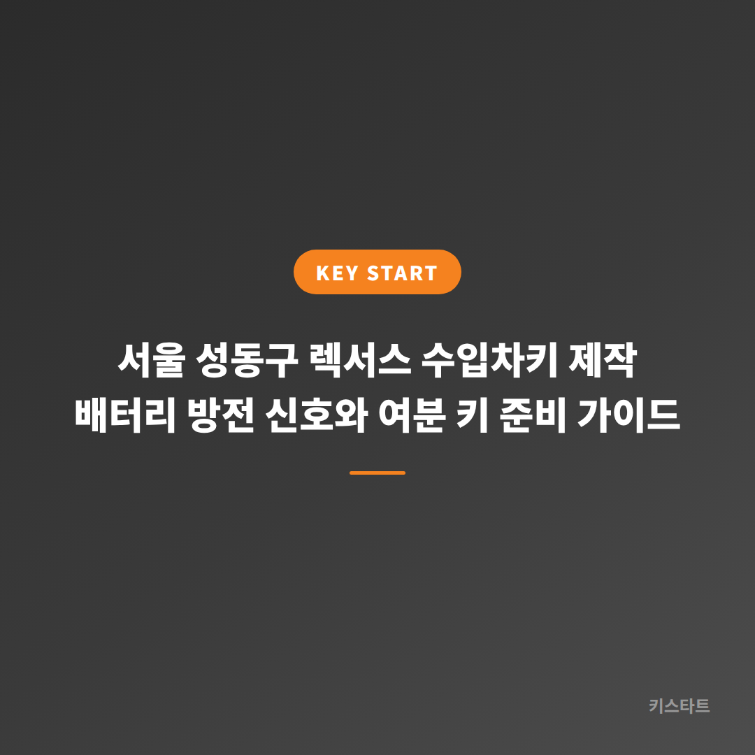 서울 성동구 렉서스 수입차키 제작 배터리 방전 신호와 여분 키 준비 가이드