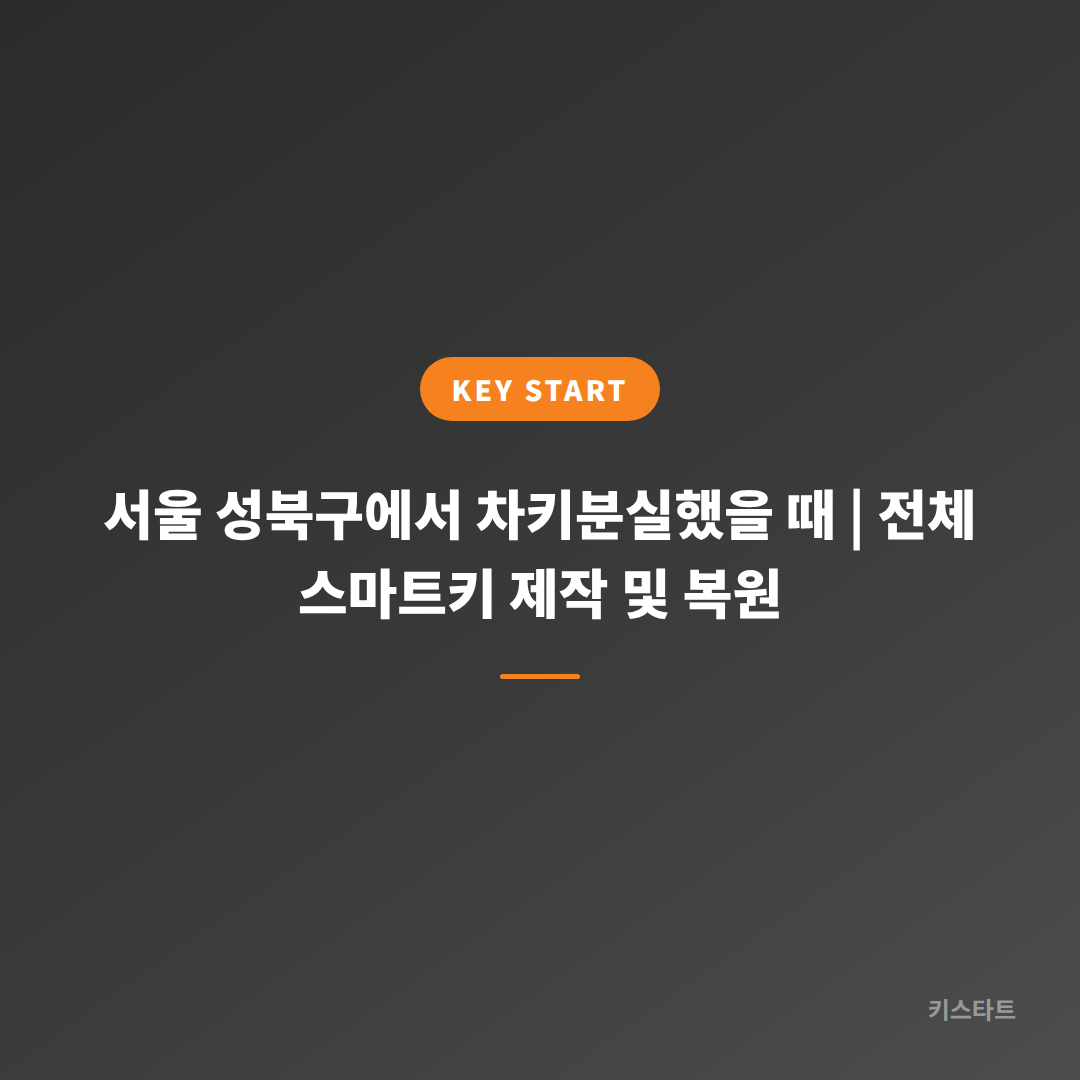 서울 성북구에서 차키분실했을 때 | 전체 스마트키 제작 및 복원