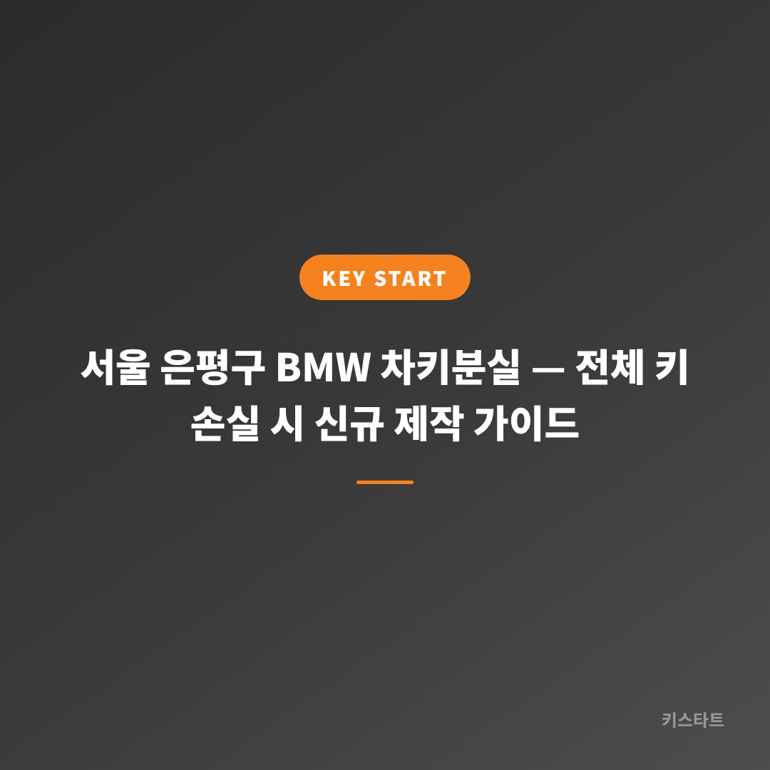 서울 은평구 BMW 차키분실 — 전체 키 손실 시 신규 제작 가이드
