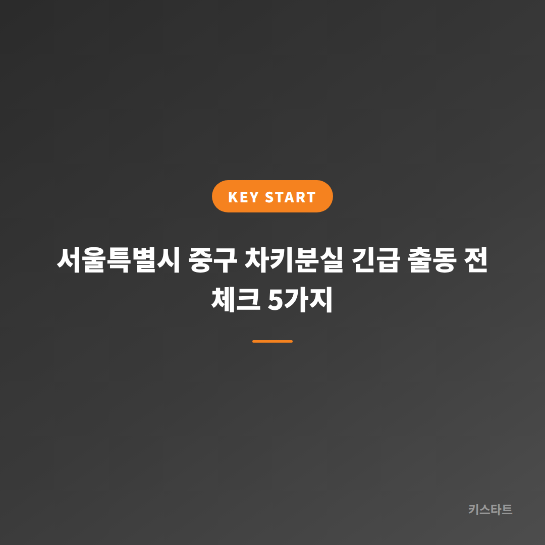 서울특별시 중구 차키분실 긴급 출동 전 체크 5가지