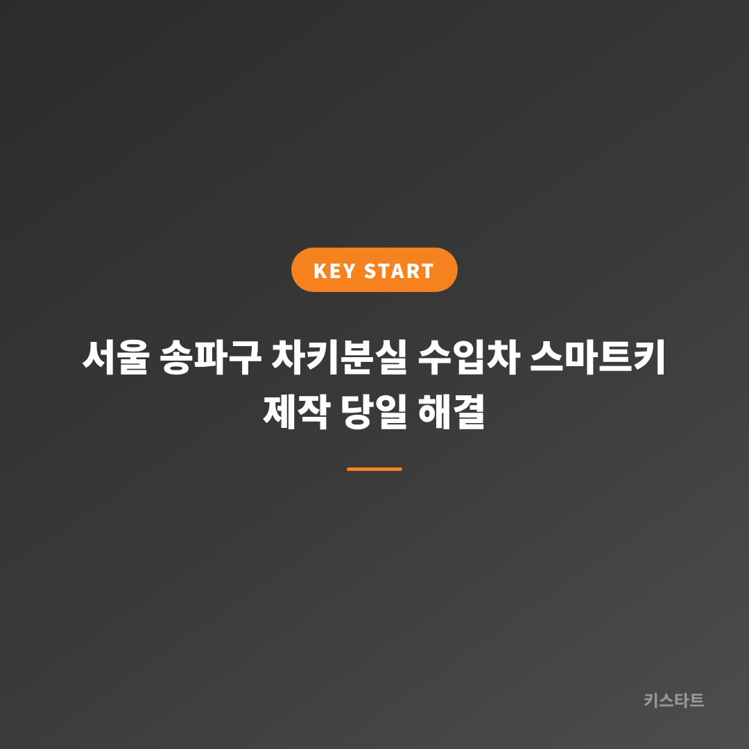 서울 송파구 차키분실 수입차 스마트키 제작 당일 해결
