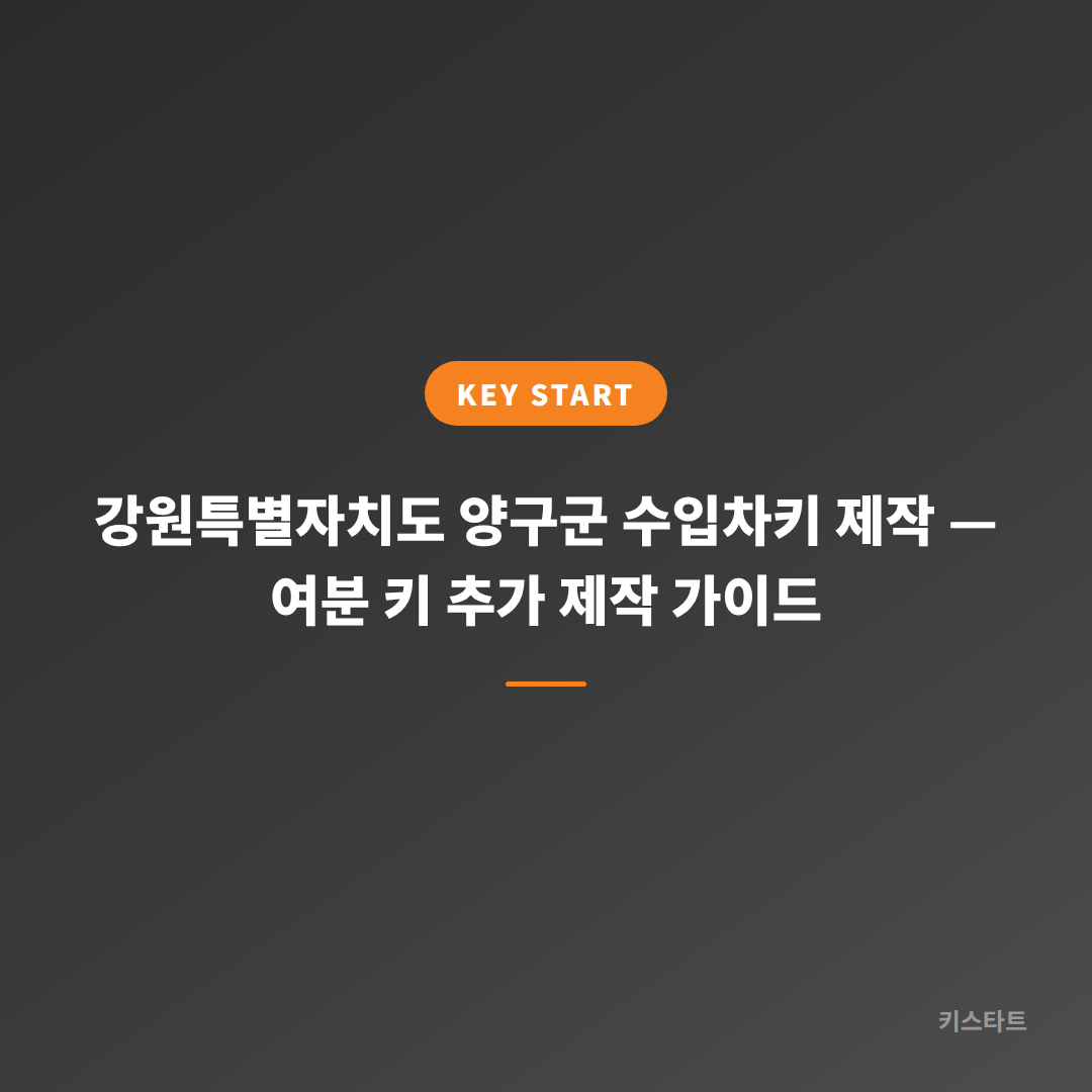 강원특별자치도 양구군 수입차키 제작 — 여분 키 추가 제작 가이드
