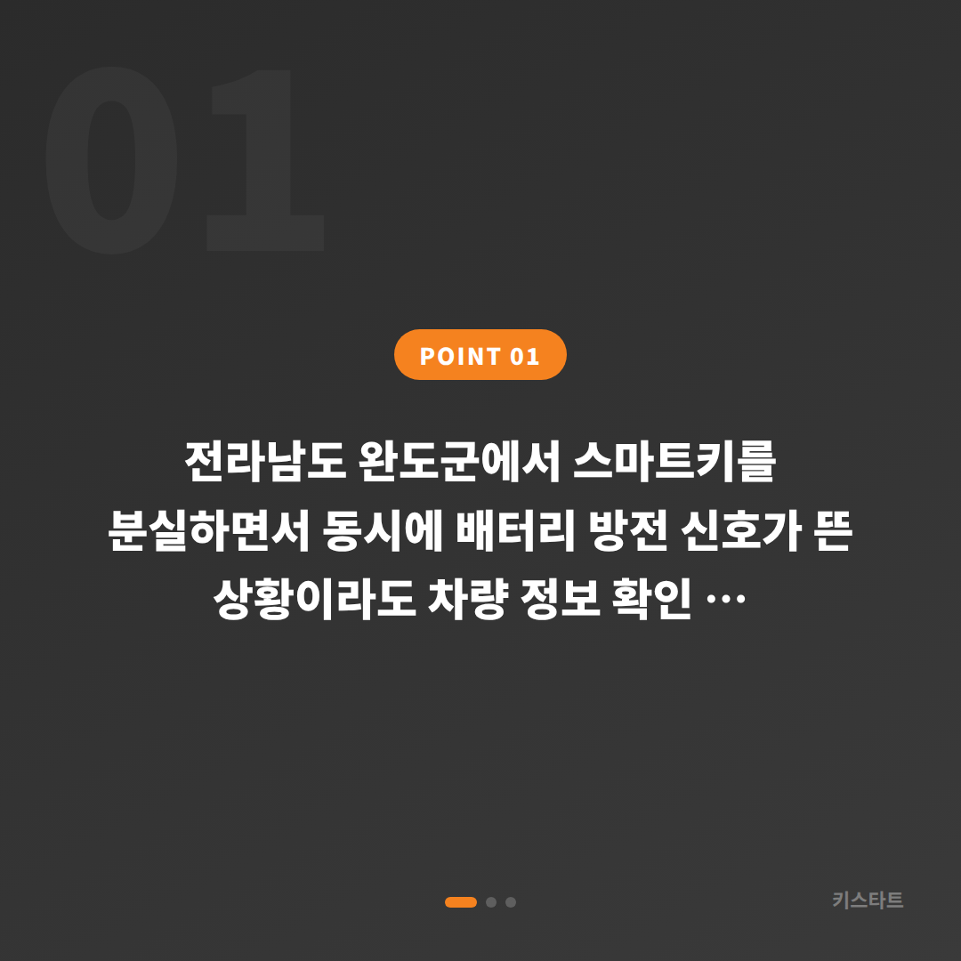 전라남도 완도군 차키분실 스마트키 배터리 방전 신호 대응 - 상황 요약