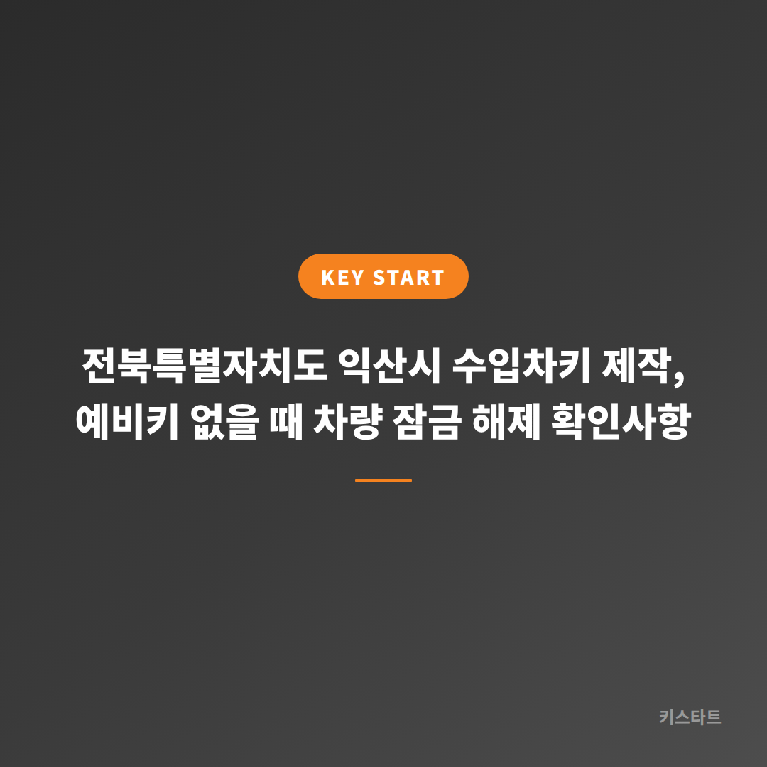 전북특별자치도 익산시 수입차키 제작, 예비키 없을 때 차량 잠금 해제 확인사항
