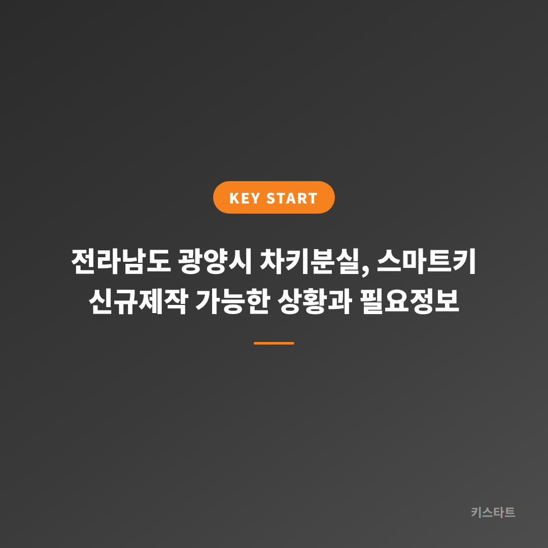전라남도 광양시 차키분실, 스마트키 신규제작 가능한 상황과 필요정보