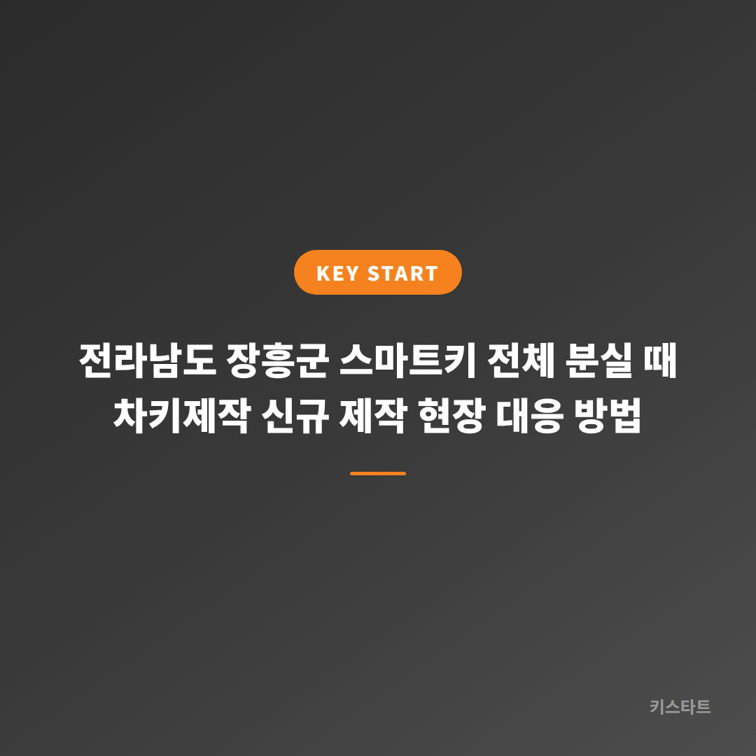 전라남도 장흥군 스마트키 전체 분실 때 차키제작 신규 제작 현장 대응 방법