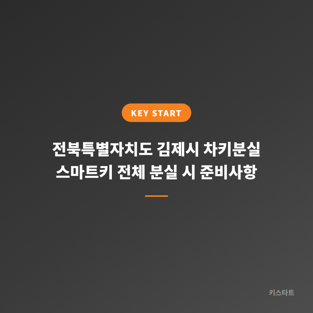 전북특별자치도 김제시 차키분실 스마트키 전체 분실 시 준비사항