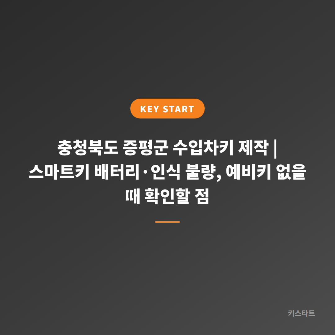 충청북도 증평군 수입차키 제작 | 스마트키 배터리·인식 불량, 예비키 없을 때 확인할 점