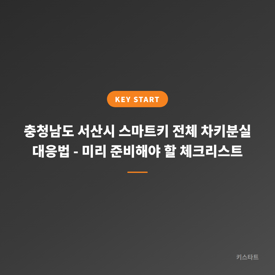 충청남도 서산시 스마트키 전체 차키분실 대응법 - 미리 준비해야 할 체크리스트