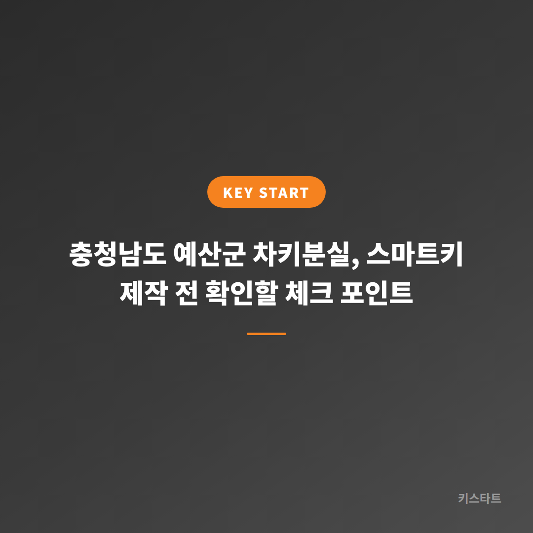 충청남도 예산군 차키분실, 스마트키 제작 전 확인할 체크 포인트