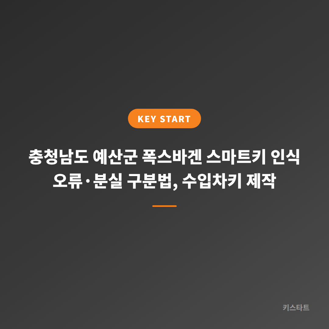 충청남도 예산군 폭스바겐 스마트키 인식 오류·분실 구분법, 수입차키 제작