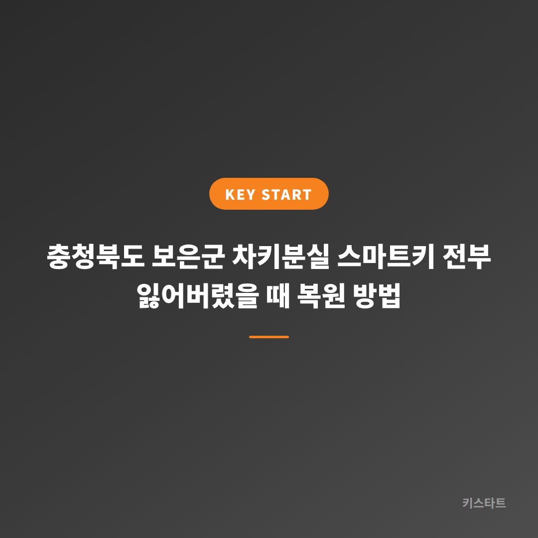 충청북도 보은군 차키분실 스마트키 전부 잃어버렸을 때 복원 방법