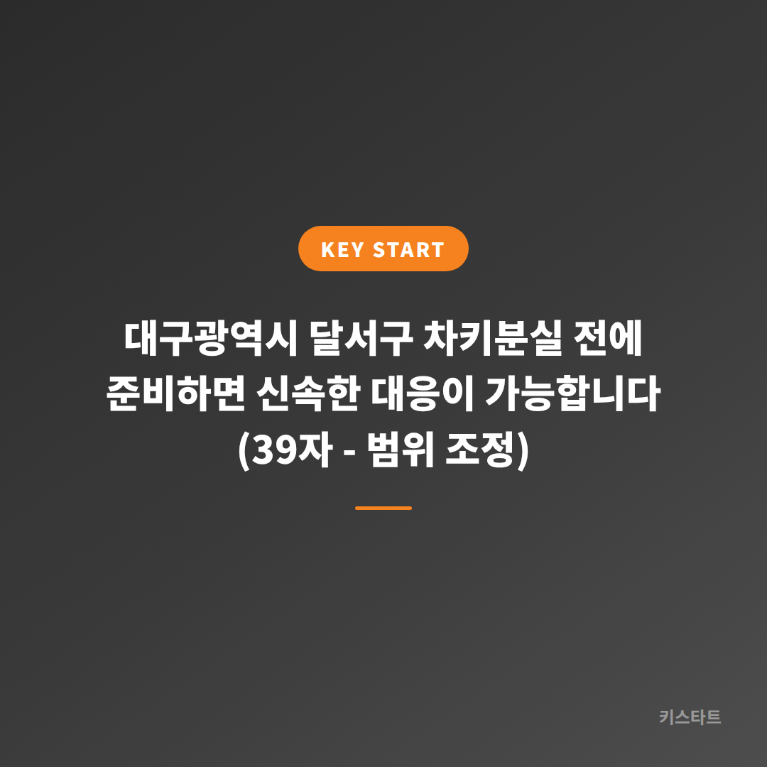 대구광역시 달서구 차키분실 전에 준비하면 신속한 대응이 가능합니다 (39자 - 범위 조정)