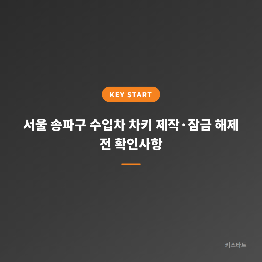 서울 송파구 수입차 차키 제작·잠금 해제 전 확인사항