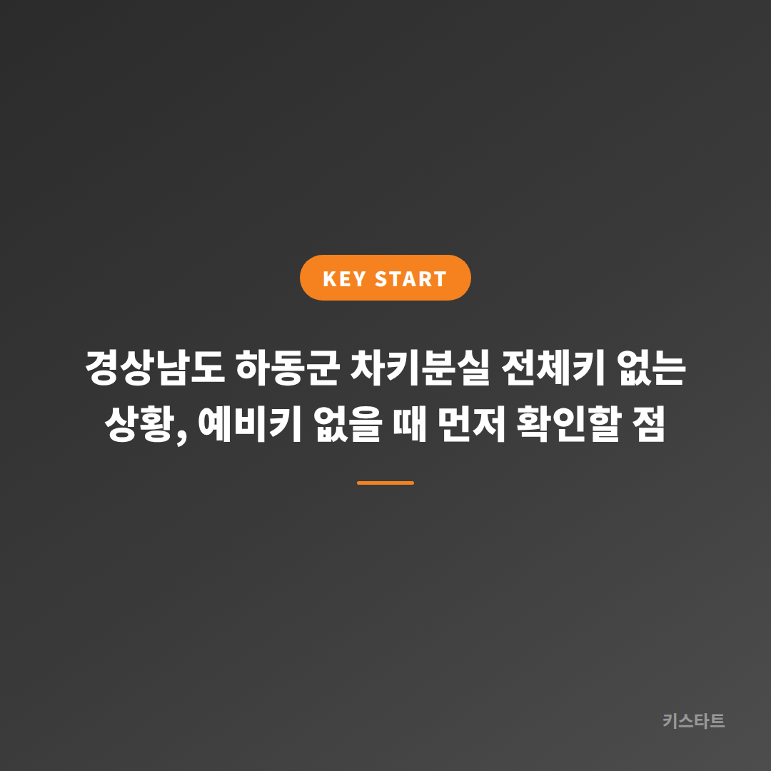 경상남도 하동군 차키분실 전체키 없는 상황, 예비키 없을 때 먼저 확인할 점